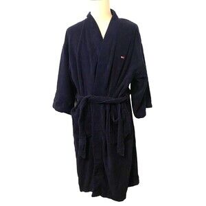 Vtg TOMMY HILFIGER Adult One Size 100% Cotton Terry Cloth Bath Robe House Coat